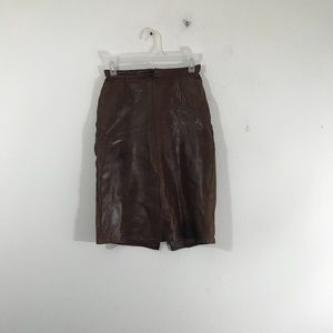 Gavin Brown London Vintage Brown Leather Skirt 4